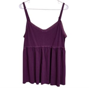 Torrid Deep Purple Babydoll Cut Camisole with Lace Detail Size 2X